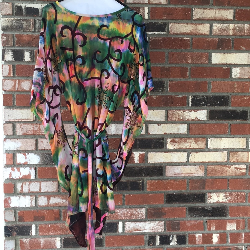 🆕BOHEMIAN COLORFUL HINDU INSPIRED DRESS ONE SIZE FITS ALL 100% SILK🥻👗🇮🇳🦋🌈
